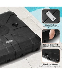 Pellebant 350 lbs. Sand/Water Fillable 3D Surface Square Hdpe Offset Cantilever Patio Umbrella Base with 8-Wheels