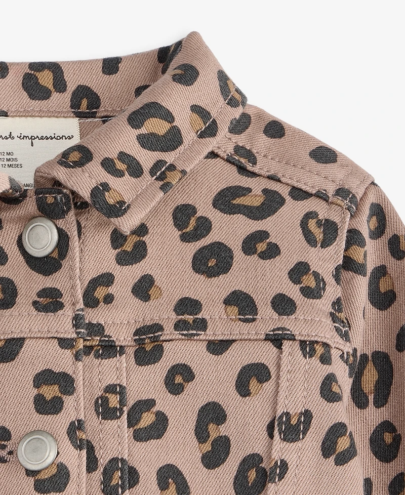 First Impressions Baby Girls' 3M-24M Leopard-Print Denim Jacket, Macy's Exclusive