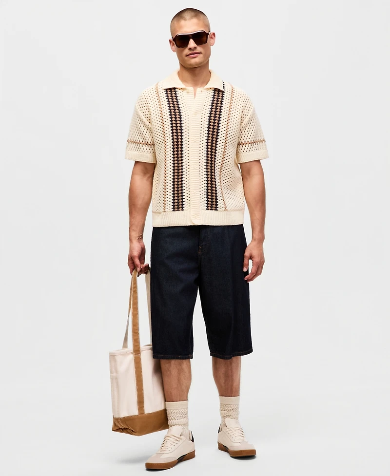 Mode of One Men's Relaxed-Fit Textured Short-Sleeve Sweater, Macy's Exclusive