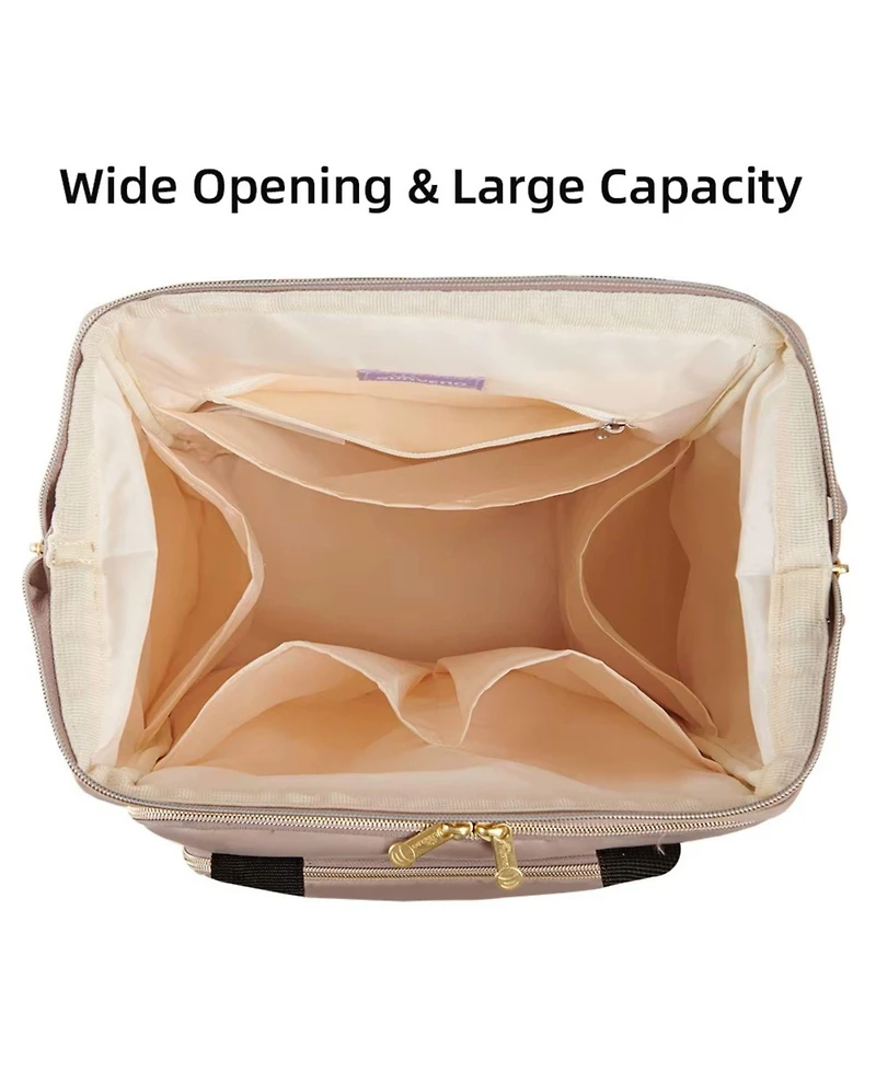 Sunveno Open-Wide Frame Diaper Backpack with Insulated Bottle Pockets and Changing Pad