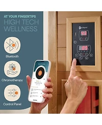 LifePro 1-Person Far Infrared Home Sauna – Indoor Dry Sauna with Canadian Hemlock Wood, Oxygen Ionizer, 7 Chromotherapy Lights, Tempered Glass Door &