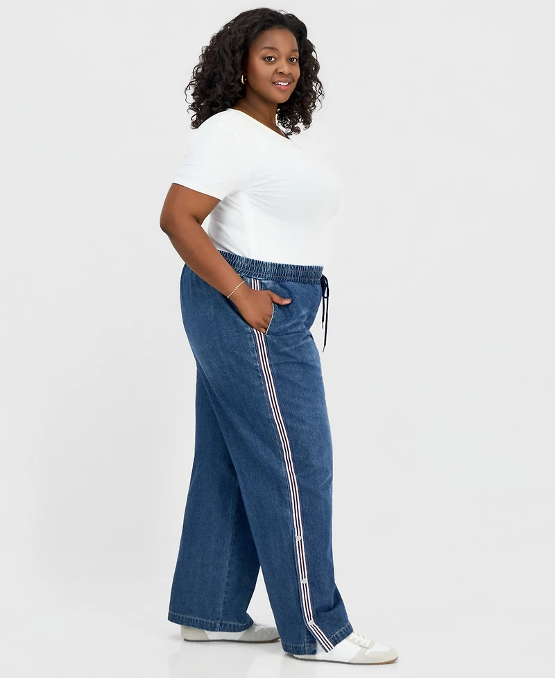 Madden Girl Trendy Plus Side-Striped Breakaway Jeans