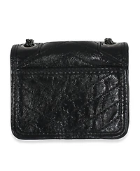 Pre-Owned Saint Laurent Black Crinkled Calfskin Matelasse Micro Niki Airpods Case