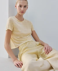 Mango Women's Pastel Linen Blend Short-Sleeve T-Shirt