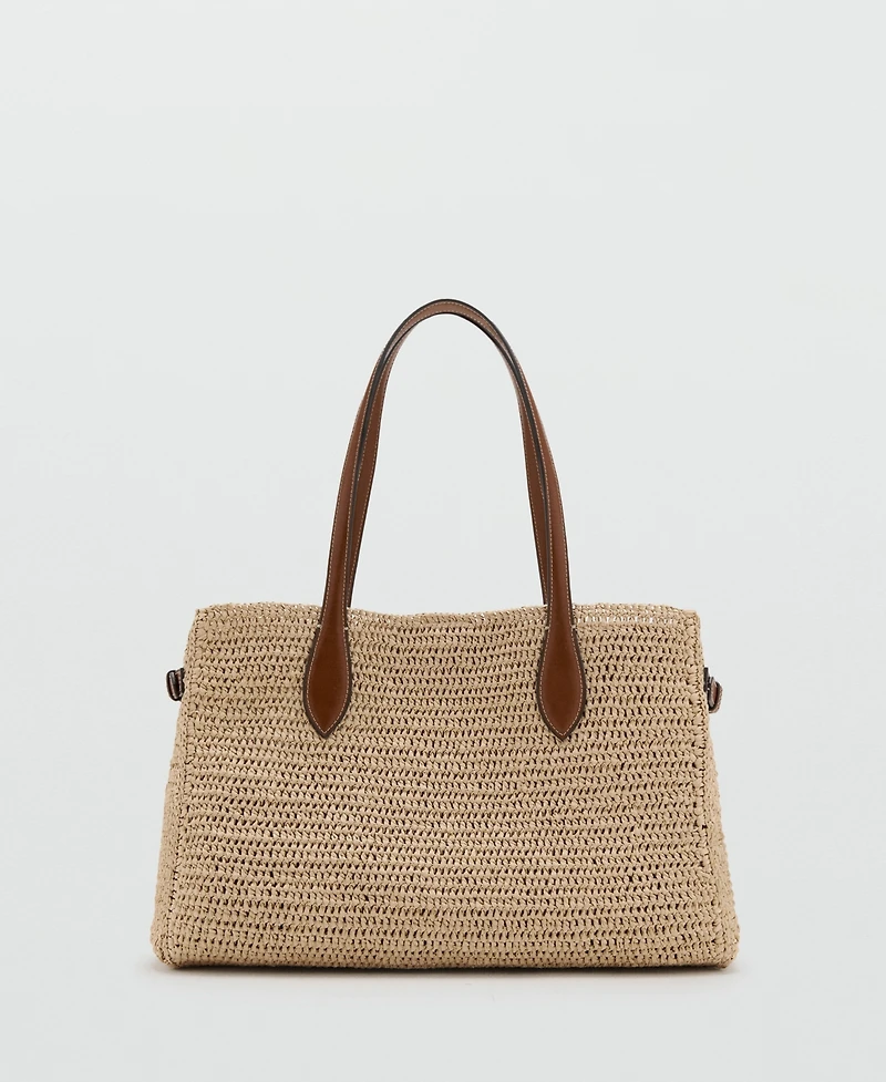 Mango Women's Natural-Fiber Tote Bag