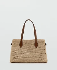Mango Women's Natural-Fiber Tote Bag