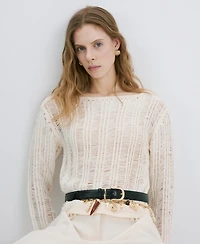 Mango Women's Frayed Open-Knit Sweater