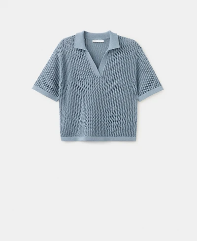 Mango Women's Openwork Knitted Polo-Neck Sweater