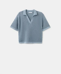 Mango Women's Openwork Knitted Polo-Neck Sweater