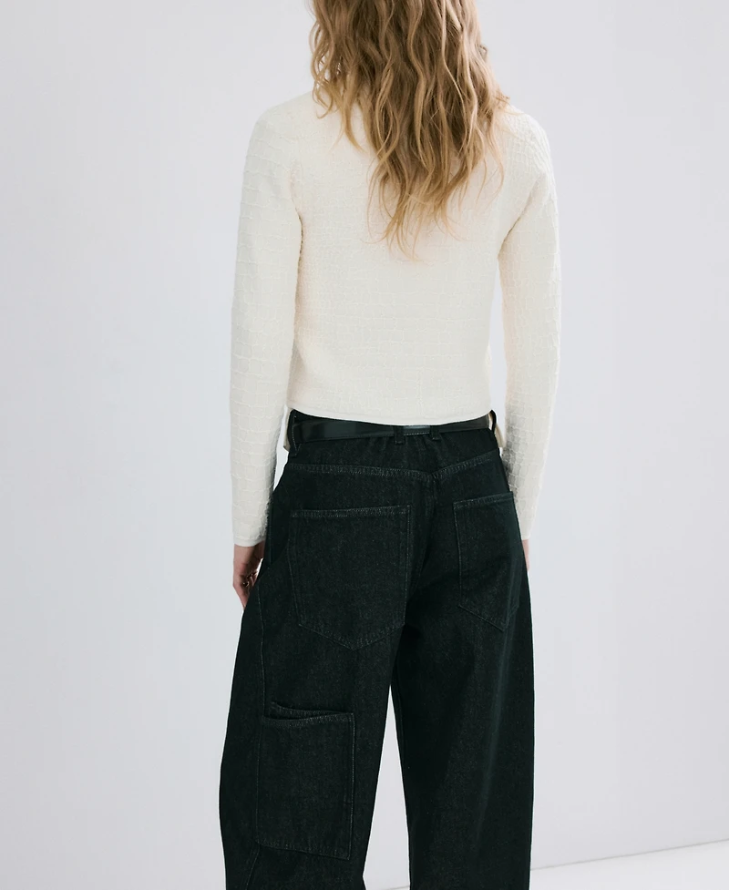 Mango Women's Textured Knit Cardigan Sweater