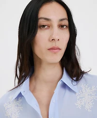 Mango Women's Floral Embroidered Shirt