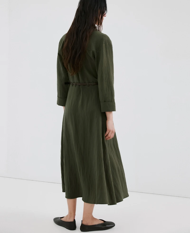 Mango Women's Lyocell Belted Shirt Dress