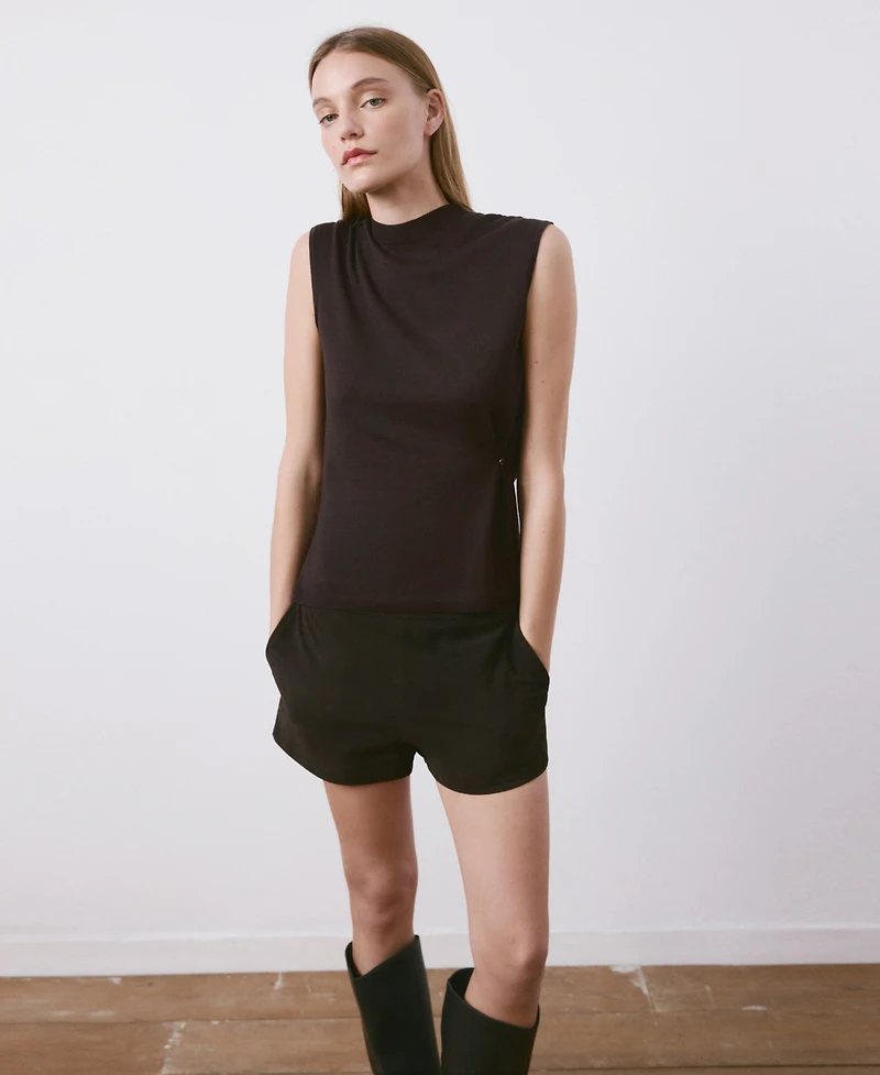 Mango Women's Side Gathered Knitted Top