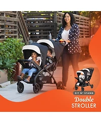 Baby Trend Sit N' Stand Double Stroller with Ez-Lift Car Seat (2 Pack), Khaki