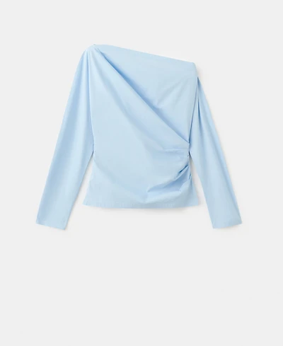 Mango Women's Asymmetrical Collar Cotton Blouse