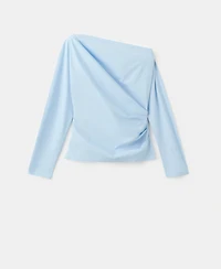 Mango Women's Asymmetrical Collar Cotton Blouse