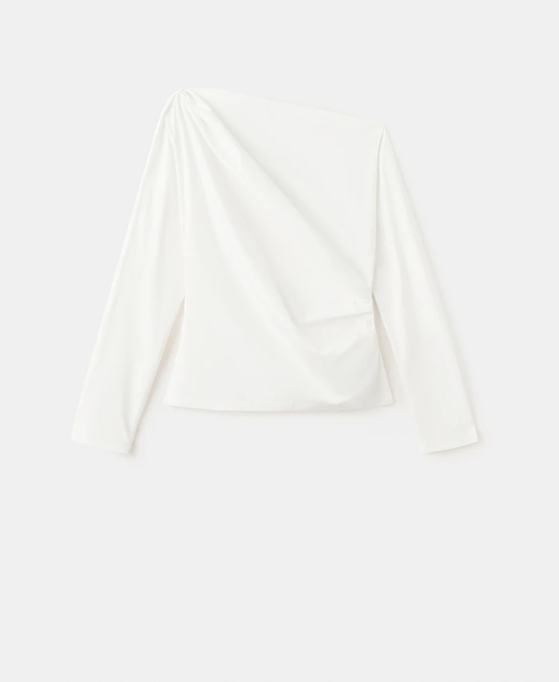 Mango Women's Asymmetrical Collar Cotton Blouse