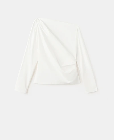 Mango Women's Asymmetrical Collar Cotton Blouse
