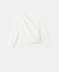 Mango Women's Asymmetrical Collar Cotton Blouse