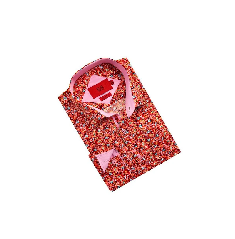 Elie Balleh Men's Slim Fit Paisley Print Button-Down Shirt