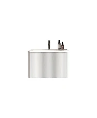 Sillysis 24'' Wall Mounted Bathroom Vanity with Integrated Ceramic Sink, Oak Floating without Faucet, Pre-assembled
