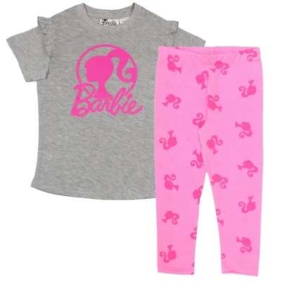 Barbie Little Girls 4- 16 Casual Shirt 2 Piece and Legging Outfit Set