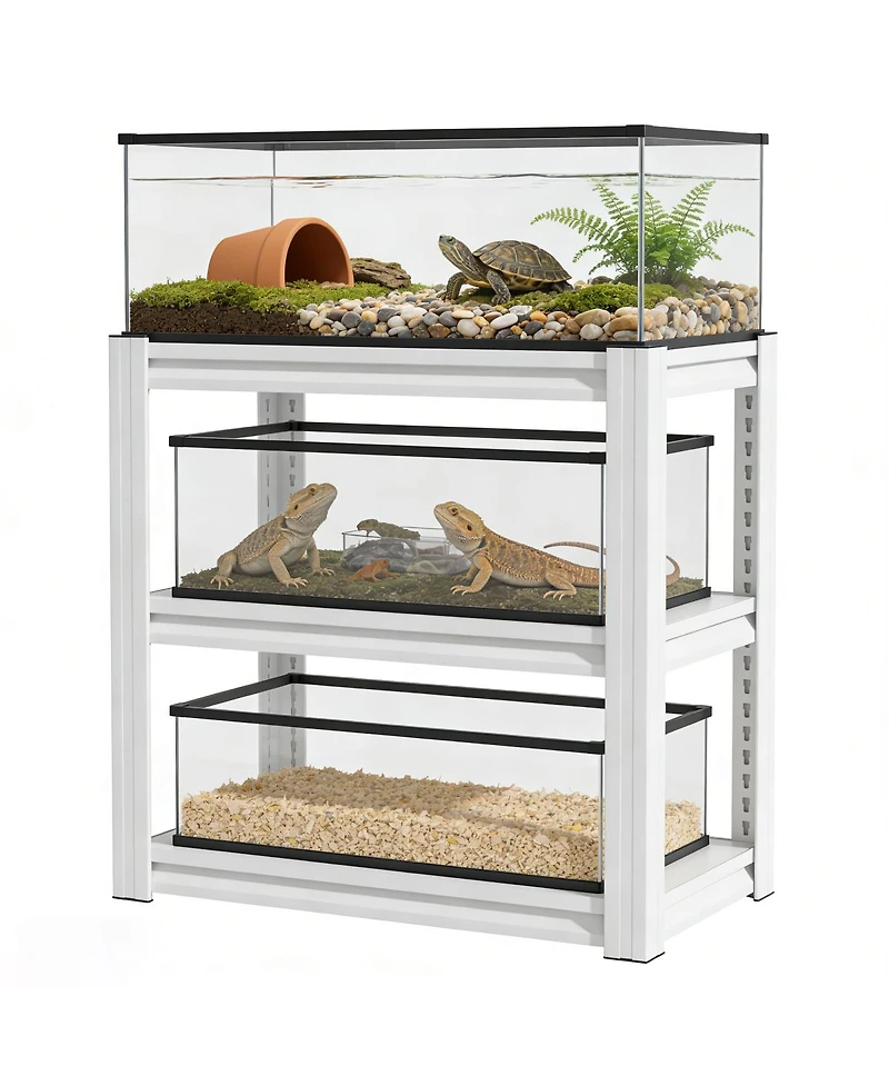 Streamdale Furniture Heavy-Duty 3-Tier Adjustable Metal Aquarium Stand for 20-30 Gallon Tanks