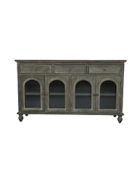 Streamdale Furniture 59 Inch Farmhouse Sideboard Buffet with 3 Drawers and 4 Glass Doors