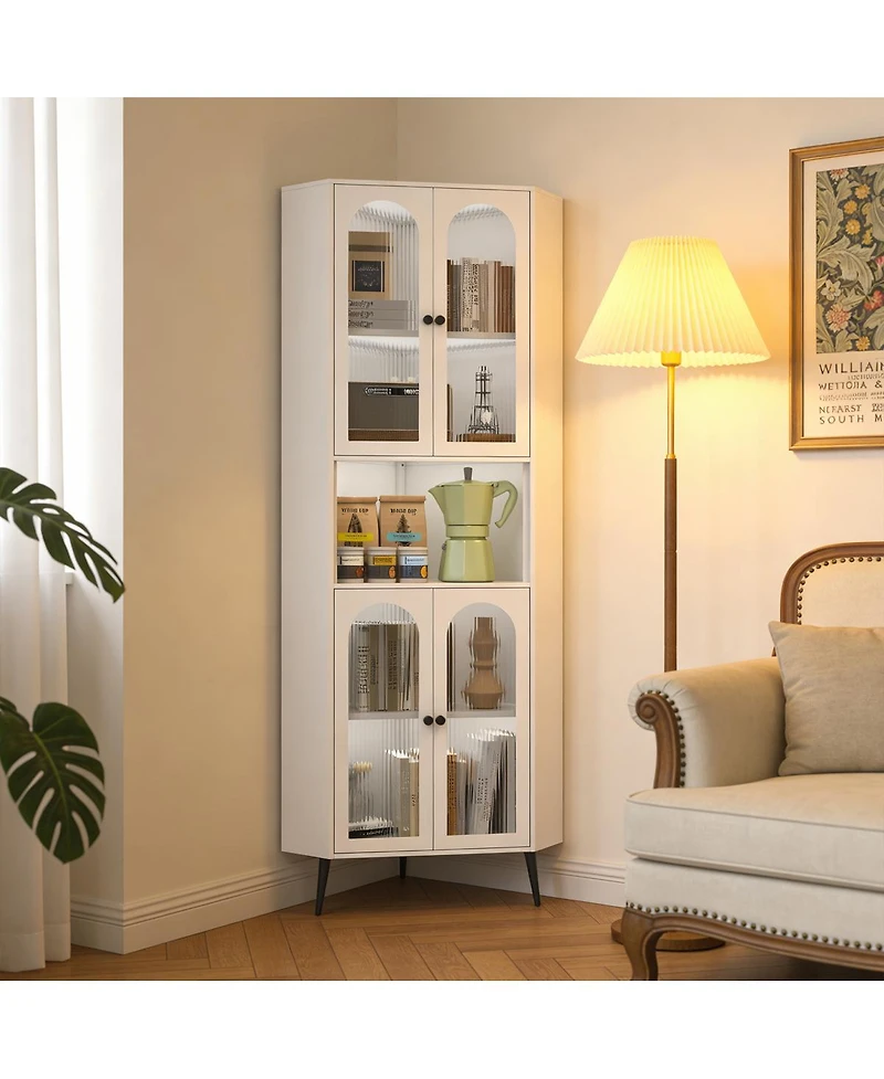 Streamdale Furniture 73 Inch Metal Corner Storage Cabinet with Adjustable Shelves
