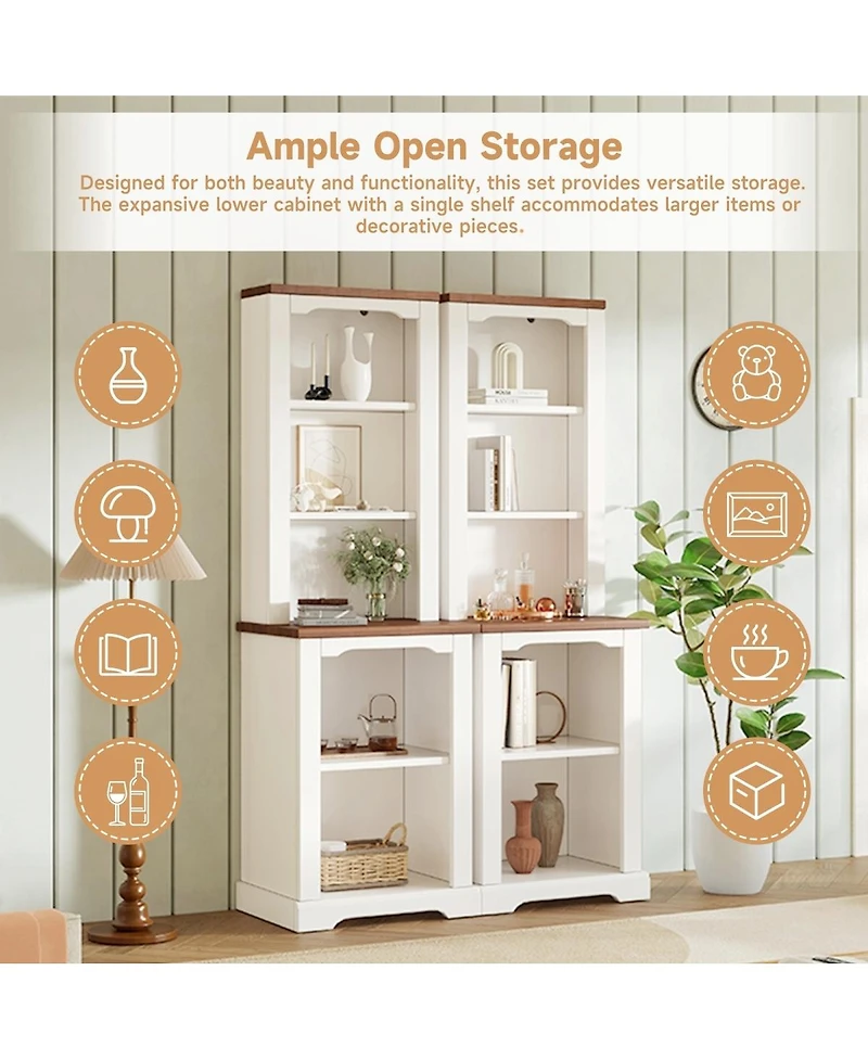 Streamdale Furniture Two-Piece Elegant Freestanding Tall Cabinet with Curved Shelving