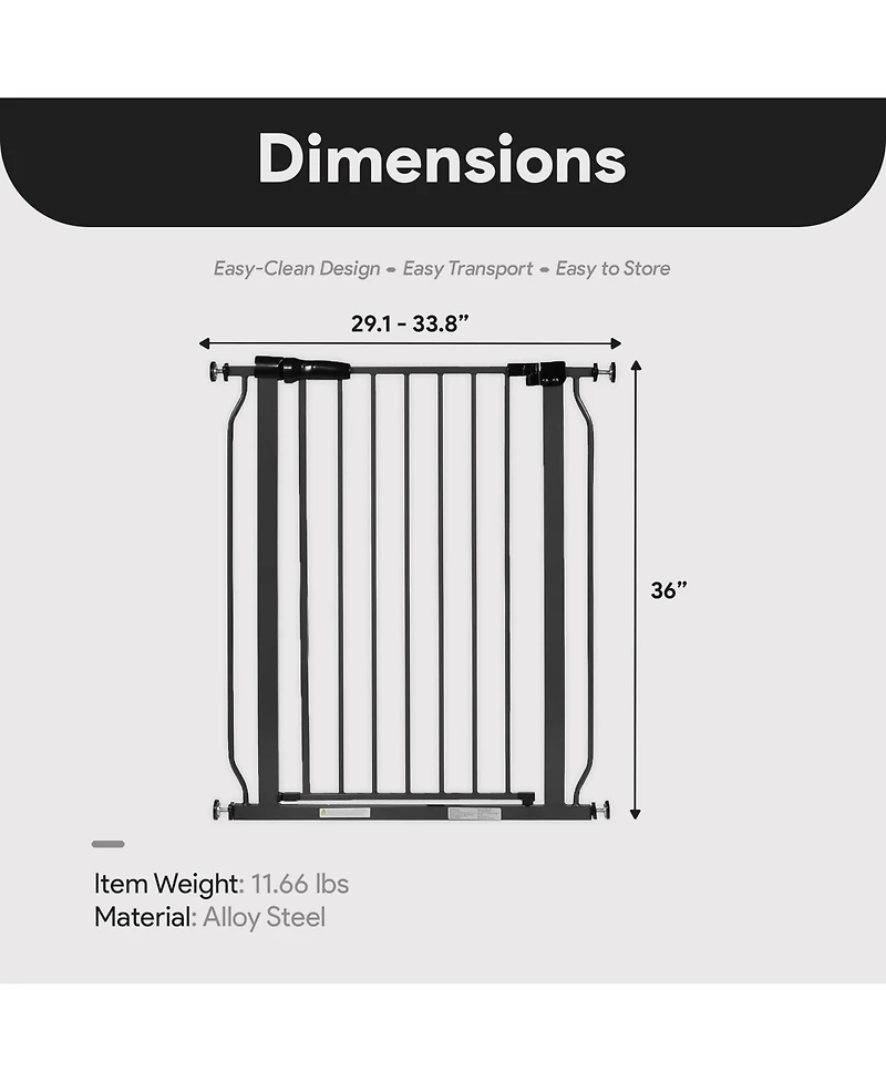 BalanceFrom Fitness Walk Thru Safety Gate, Fits 29.1-33.8" Openings, 36inches Tall, Graphite