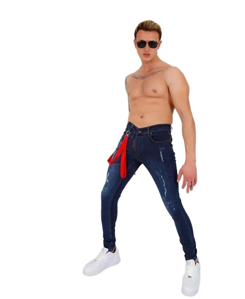 Elie Balleh Men's Rugged Ripped Skinny Jeans
