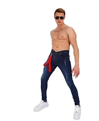 Elie Balleh Men's Rugged Ripped Skinny Jeans