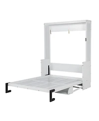 Clihome Queen Size Wood Vertical Murphy Bed, Space-Saving Hidden Wall Bed, Wall Bed Cabinet