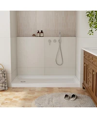 Casainc 60" W x 30" D Acrylic Single Threshold Shower Base, Alcove Pan with Slip-Resistant Surface