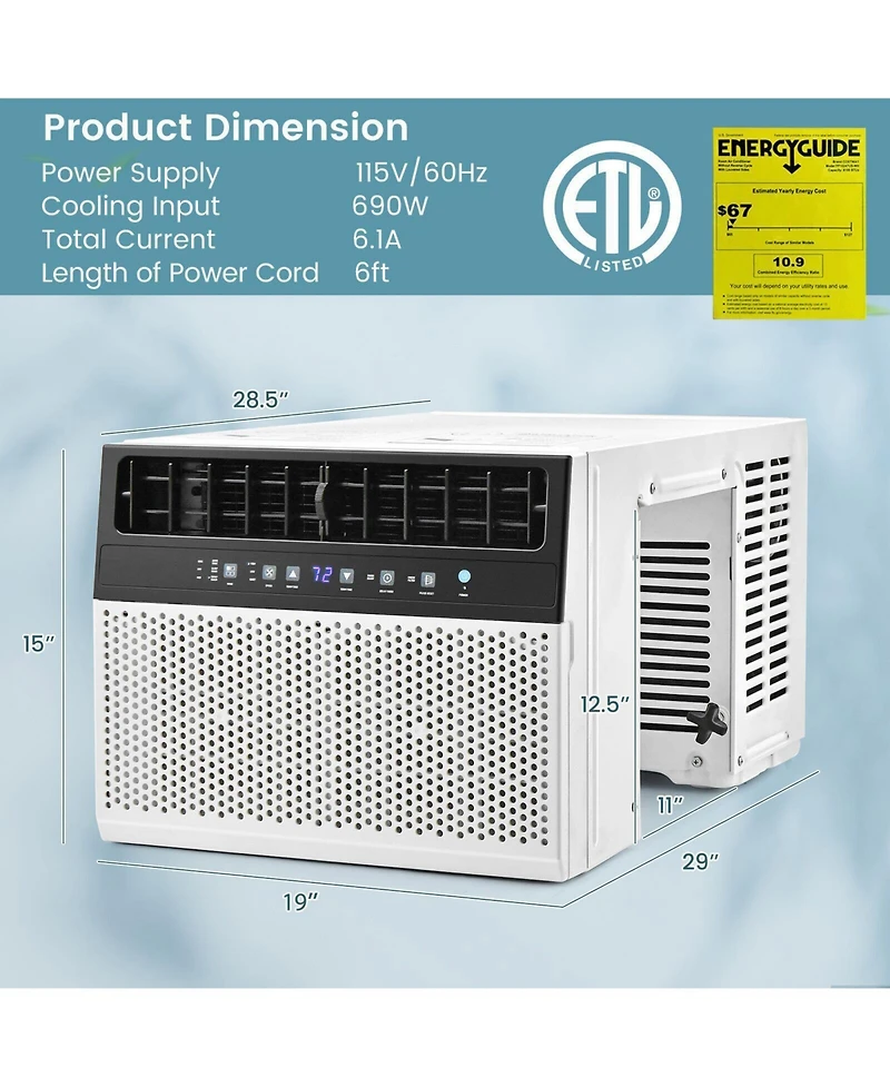 Ecooso 12000 Btu(Ashrae) Window Air Conditioner with Handy Remote