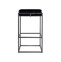 Butler Specialty Seat Height Tufted Leather and Iron Backless Bar Height Stool, Footrest