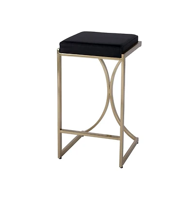 Butler Specialty Natalya Seat Height Square Upholstered and Metal Backless Counter Stool with Footrest