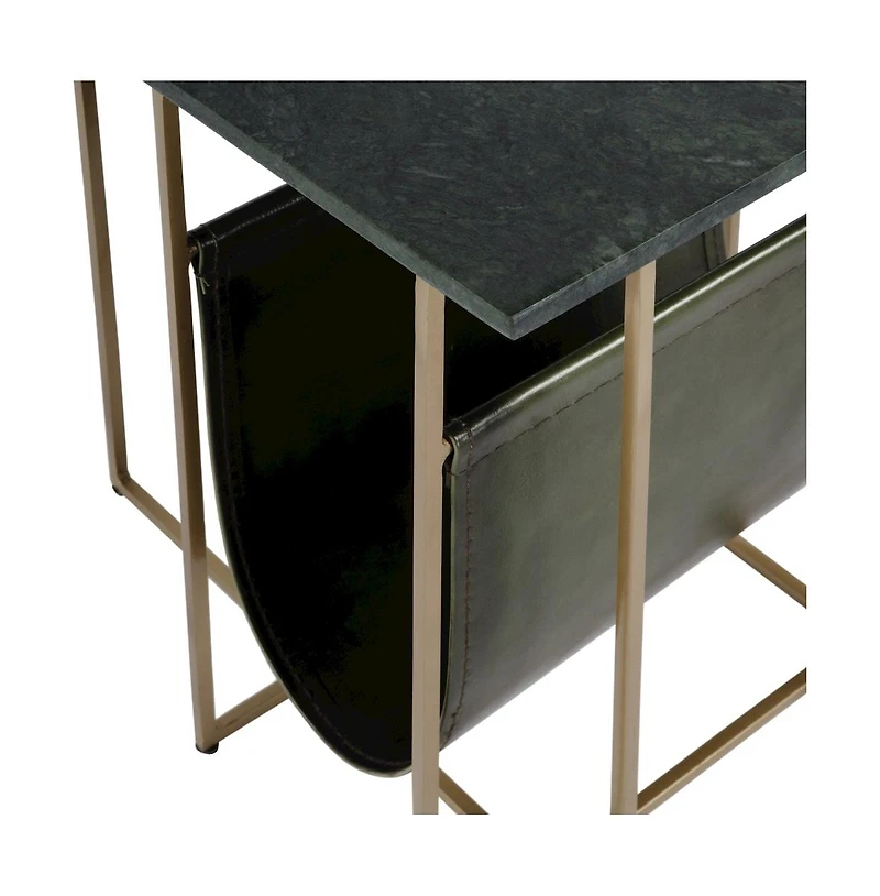 Butler Specialty Stephanik 20.25 in. W Rectangular Marble and Leather Magazine Side Table
