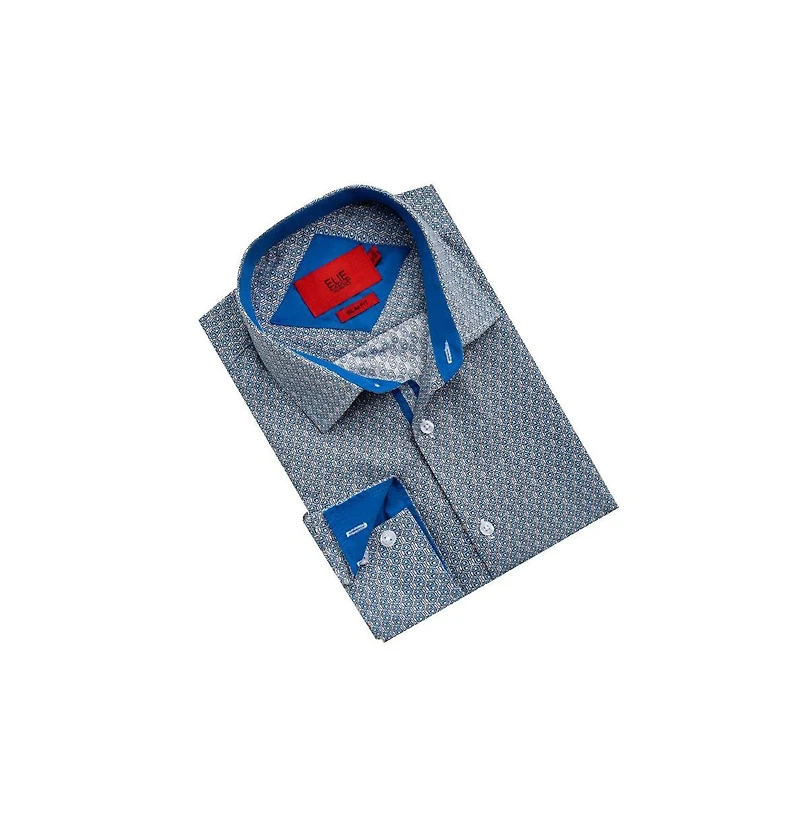 Elie Balleh Men's Slim Fit Geometric Print Shirt