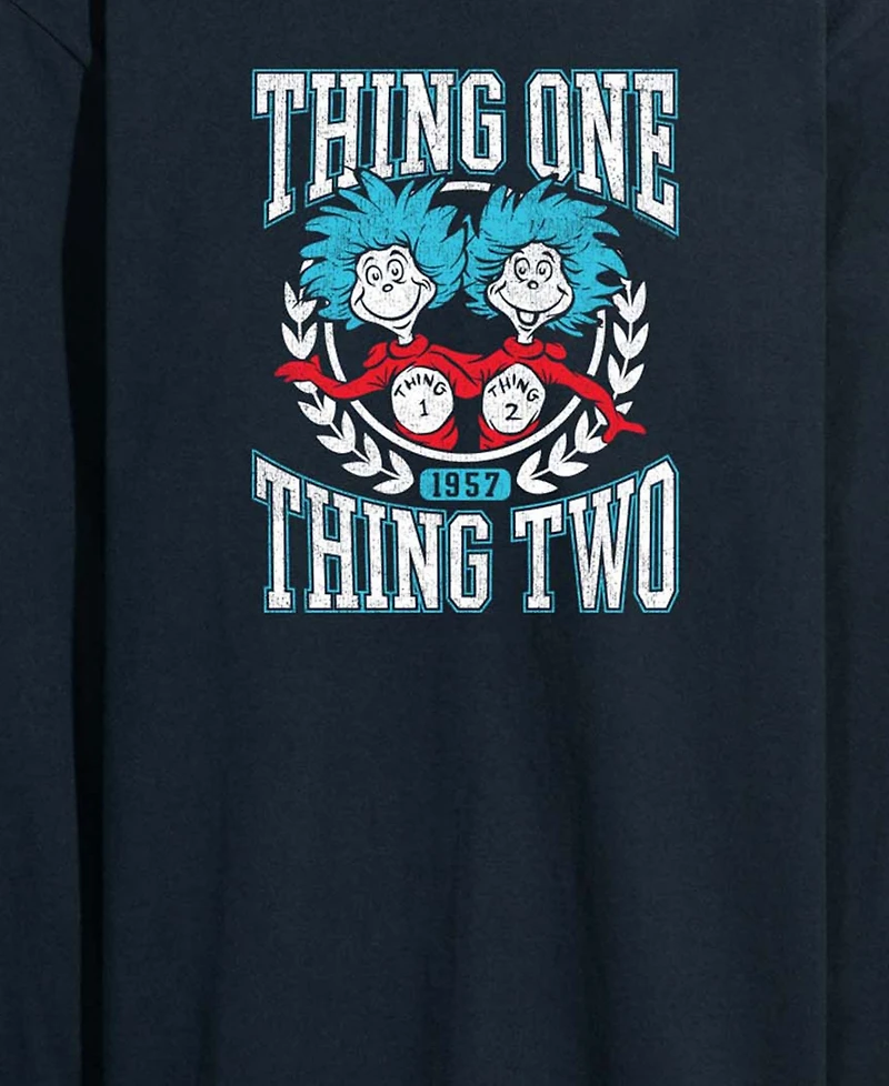 Airwaves Men's Dr. Seuss Things Collegiate Long-Sleeve Graphic T-Shirt