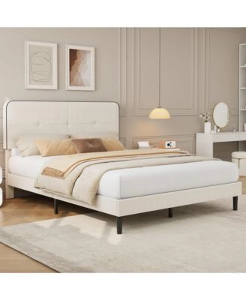 Gaomon Velvet Upholstered Platform Bed Bed Frame With Adjustable Headboard Wooden Slat No Box Spring Needed Quick Assembly Anti Noise