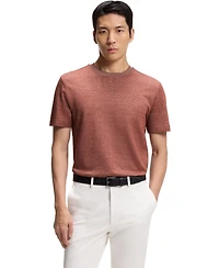 Boss by Hugo Men's Cotton, Linen Silk Mouline-Structured T-Shirt