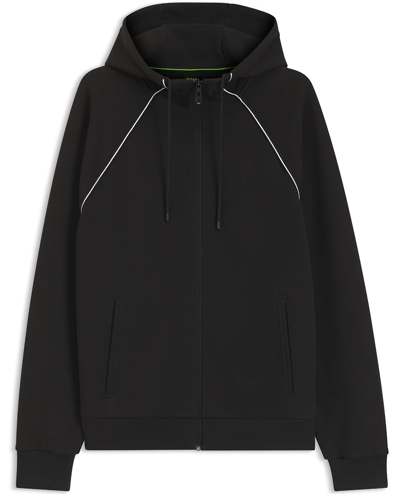 Boss by Hugo Men's Piping Details Cotton-Blend Zip-Up Hoodie