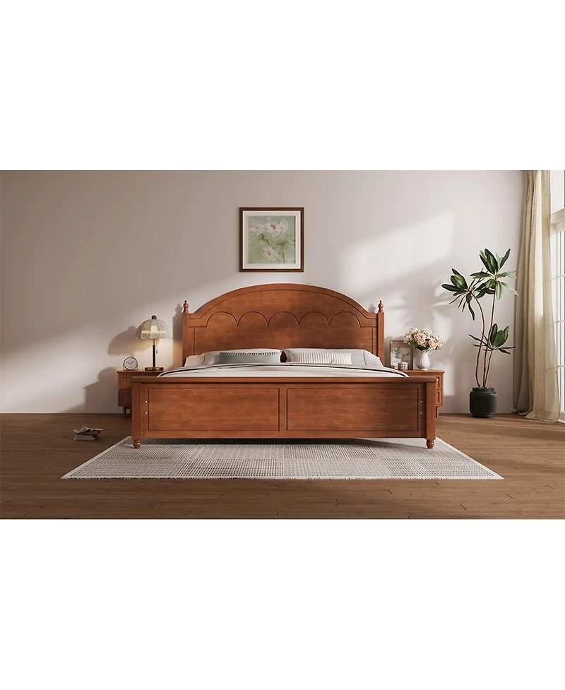 Streamdale Furniture King size Wooden Bed Frame with Arched Headboard and Classic Design