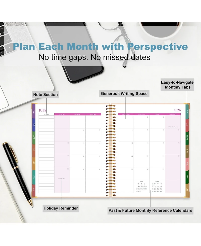 Gnuadz Planner 2026-2027 Marble Calendar Spiral Agenda
