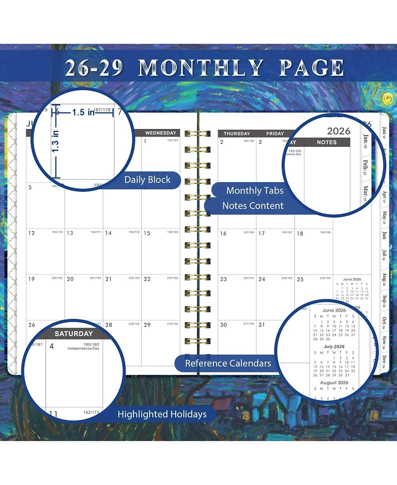 Gnuadz 2026-2029 Monthly Planner 3 Year Calendar 36 Tabs Notes Pocket