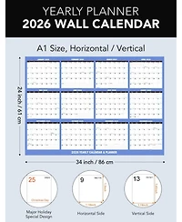 Gnuadz 2026 Wall Calendar Wet Dry Erase Yearly Planner Markers Rolled
