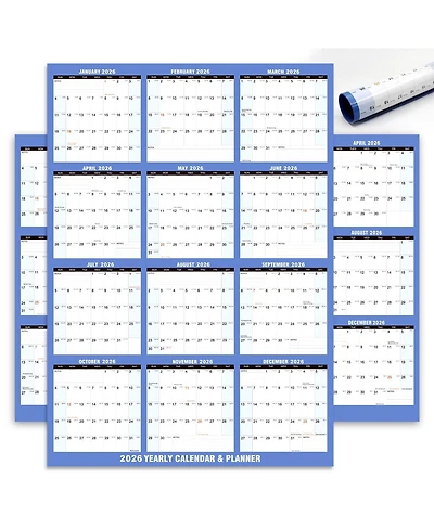 Gnuadz 2026 Wall Calendar Wet Dry Erase Yearly Planner Markers Rolled