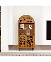 Streamdale Furniture 66 Inch Tall Vintage Arched Carved Wood Open Shelf Bookcase